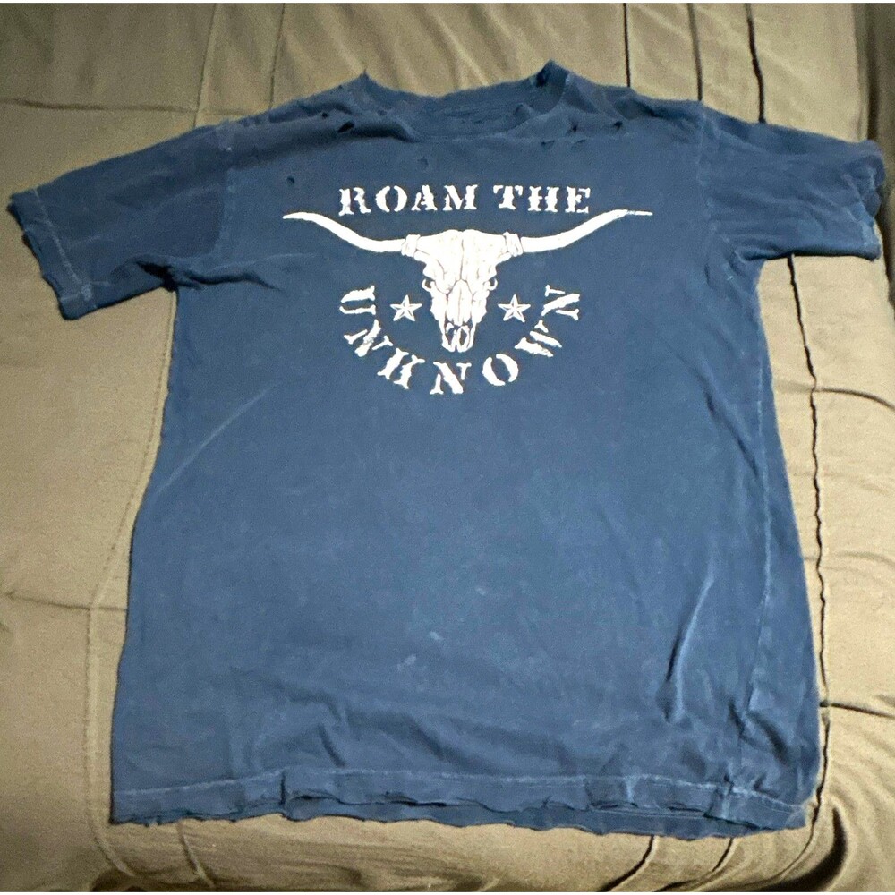 American Highway ‘Roam the Unknown’ Distressed Women’s T-shirt: Size S